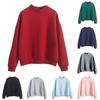 Felpa Pullover Casual da Donna Autunno Inverno Colore Unico Girocollo Manica Lunga
