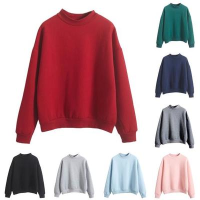 Herfst Winter Casual Dames Effen Kleur Ronde Hals Lange Mouw Sweatshirt Pullover
