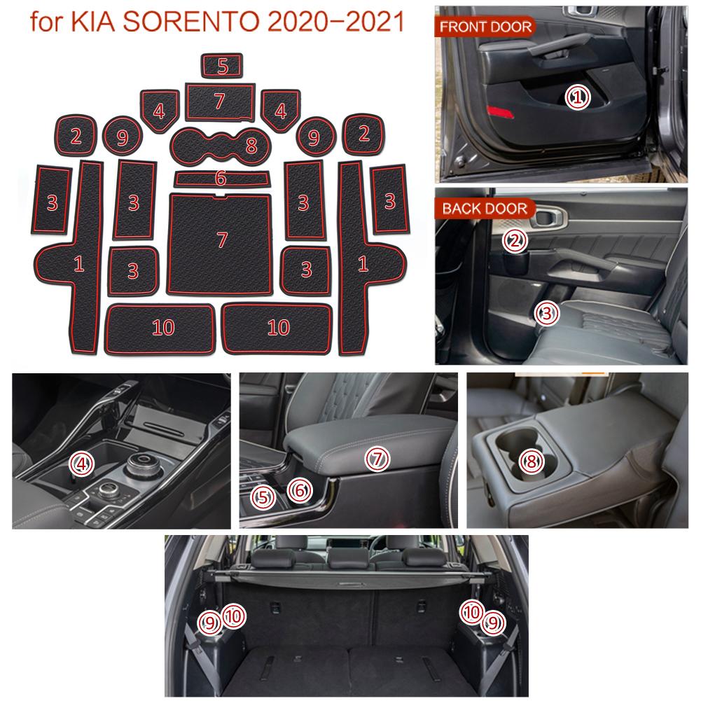Smabee Anti-Slip Gate Slot Cup Mat for Kia Sorento 2020 2021 Cup Holder Door Groove Non-slip Pad Accessories Rubber Coaster