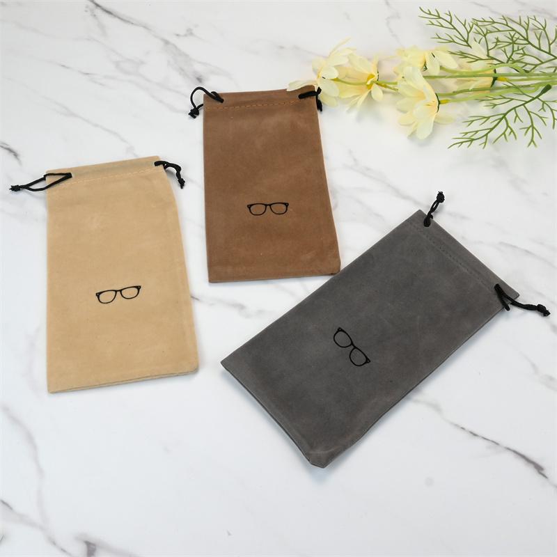 Fashion Portable Glasses Case Eyewear Accessories Soft Eyeglasses Bag Sunglasses Bags Solid Color Drawstring Pouch Bags