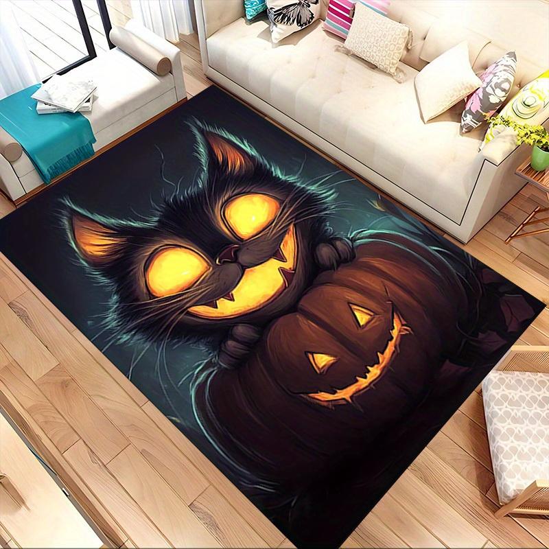 1pc Halloween Cat Themed Rug for Home Decor, Non-slip Office Carpet, Chair mat, Outdoor Mat, Christmas and Halloween gifts-0731062
