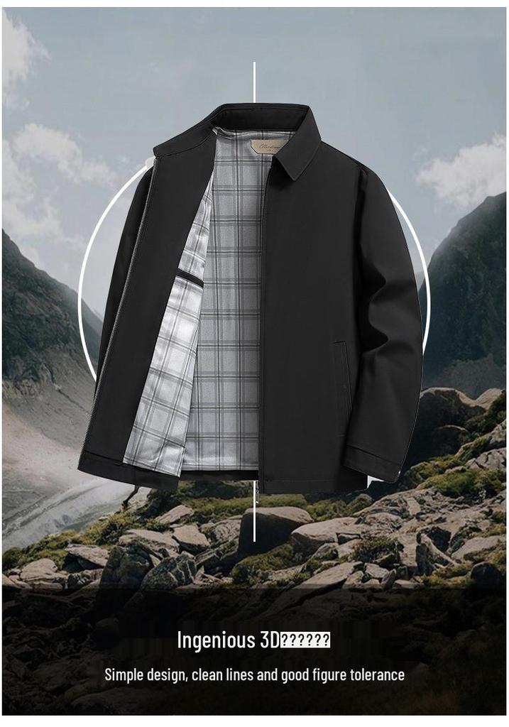 Men's Classic Spring/Autumn Lapel Jacket — Business Casual Dad Style for Young & Middle-Aged Men