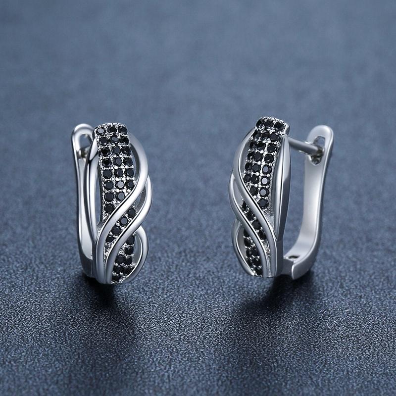 Black Awn Czarne kolczyki z biżuterią dla kobiet kolczyki w kształcie obręczy