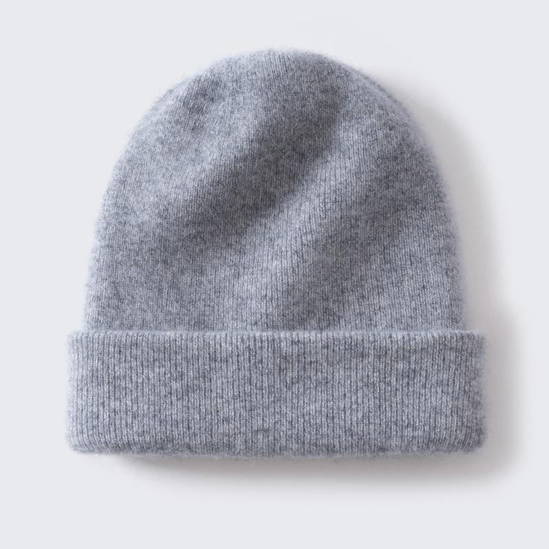 New thickened cashmere cap men's and women's autumn and winter warm head hat pure cashmere big head dome knitted hat