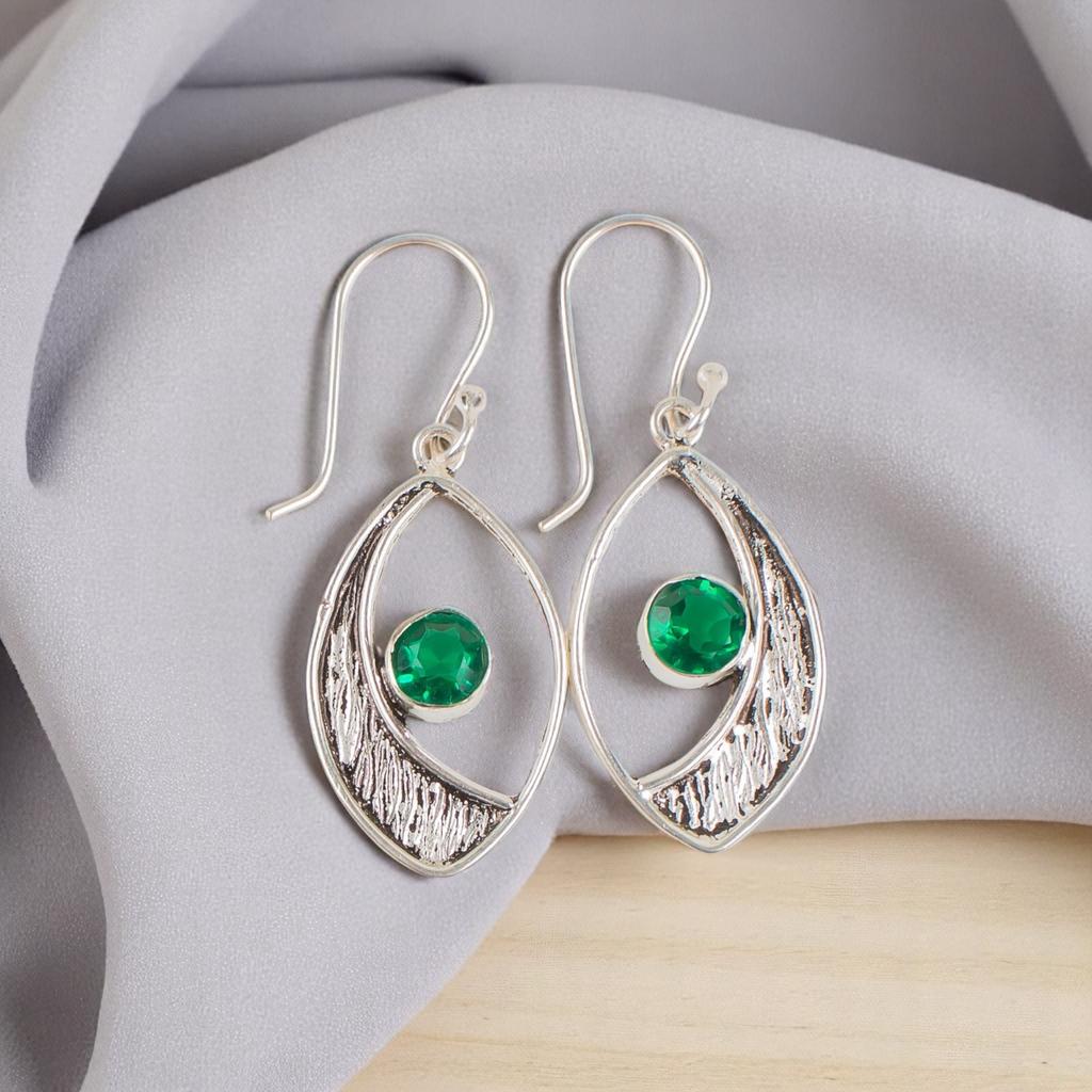 Chrome Diopside Gemstone 925 Sterling Silver Jewelry Handmade Boho Earrings1.60" EE-61-6