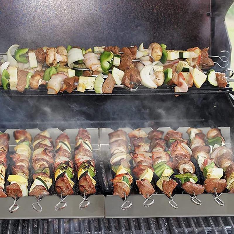 2pcs Kebab Rack Kebab Stands Skewer Holders Universal Suitable For Barbecue For Kitchen Patio Home Outdoor Camping Tableware