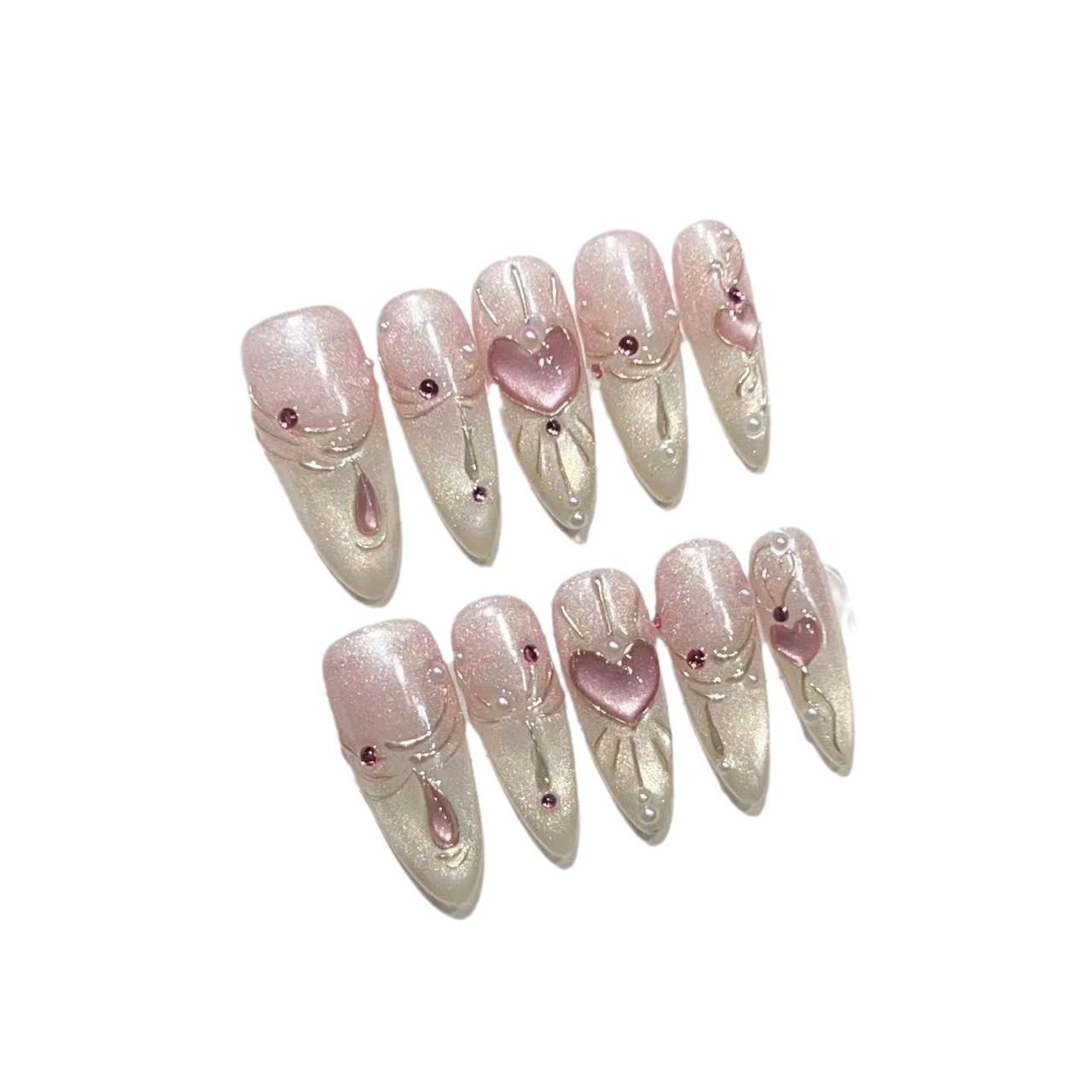 

Маникюр Сейлор Мун Ношение Доспехов Хайлайт Кошачий Глаз Любовь Градиент Французский Съемный Патч для Накладных Ногтей Medium M