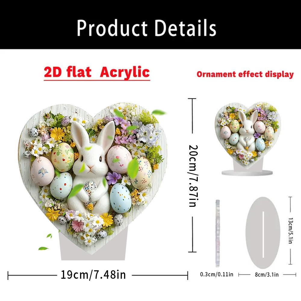 Easter Cute Colored Egg Little Rabbit Flat Acrylic Bonsai Home Table Festive Atmosphere