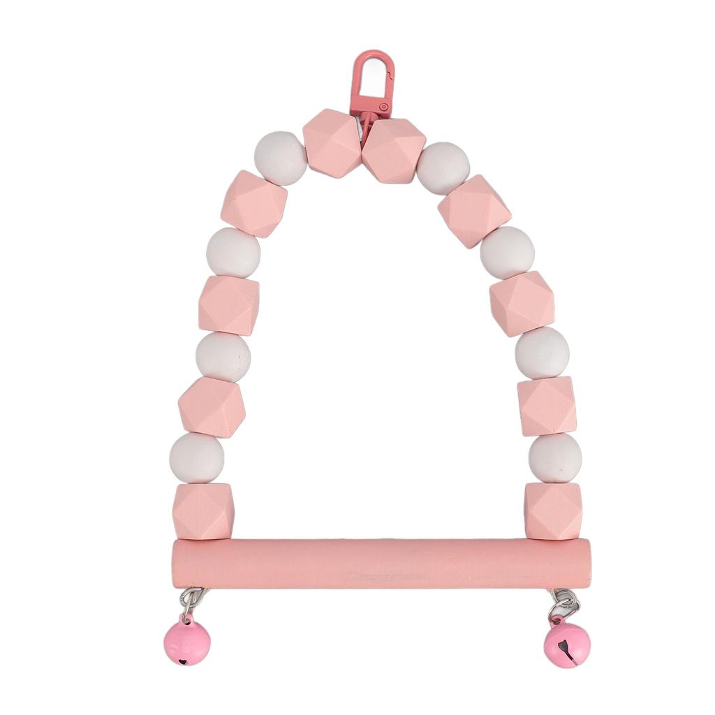 Wooden Bird Swing Perch Toy Hanging Parrot Swing Standing Toy Claws Grinding Anxiety Reduction Birds Toy Roseate