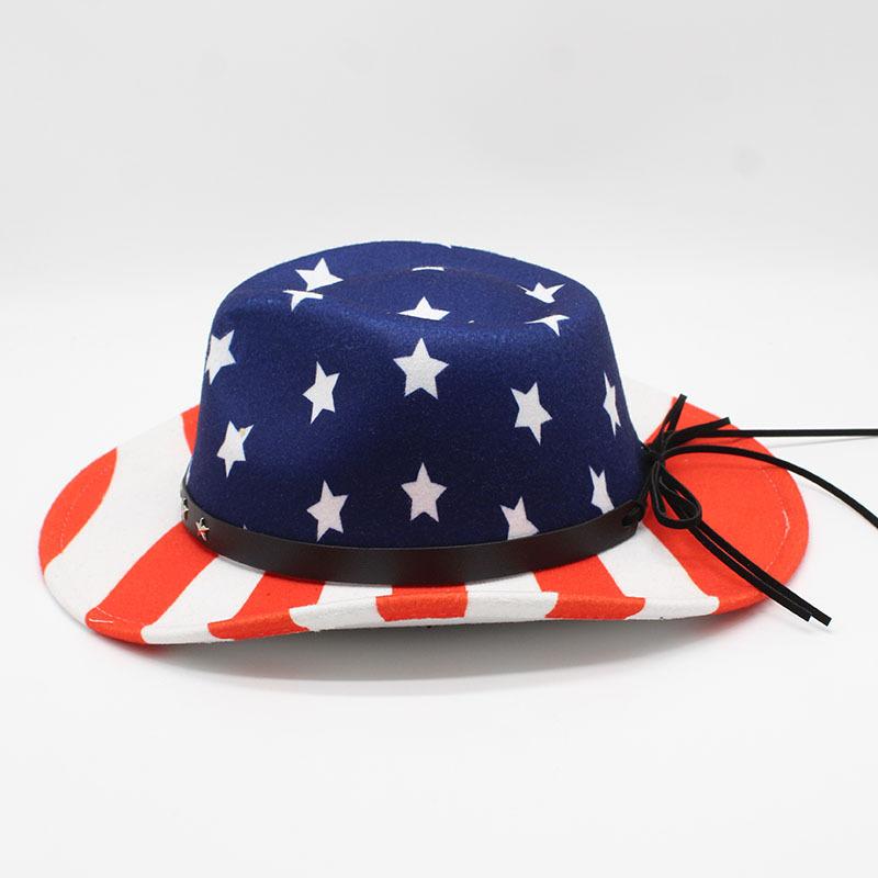 Sailor Dance American Flag Vintage Personality Western Cowboy Hat Summer Prairie Straw Top Hat Neutral Paper Straw Hat