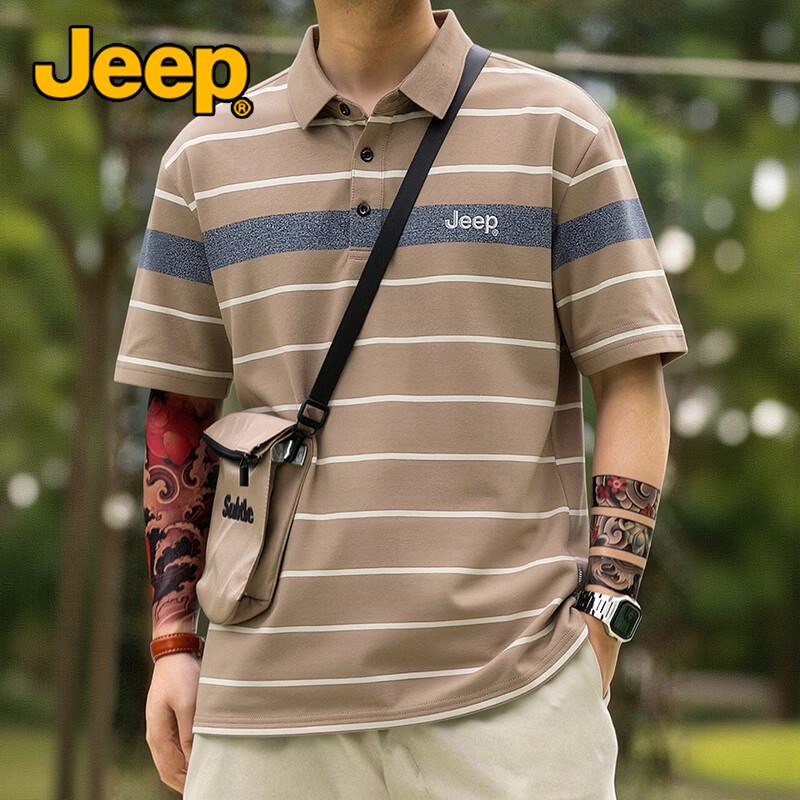 Мужская дышащая эластичная хлопковая полосатая футболка поло JEEP L