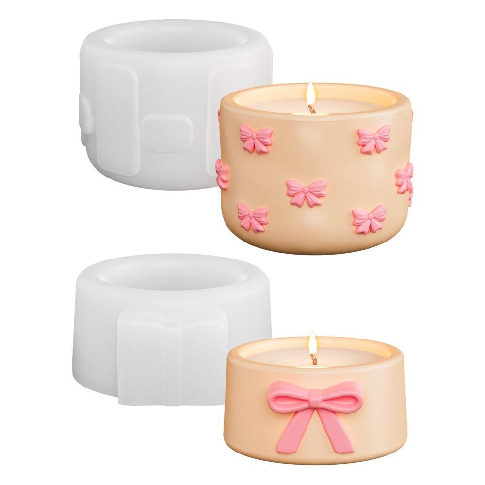 Bow Pattern Aromatherapy Cup Mold Non-Stick Plaster Storage Box Mold  Home Decoration