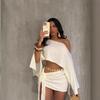 2026 European and American Cross-border Women's Summer Seaside Vacation Wind Breathable Diagonal Collar Off-the-shoulder Top Strap Hip Skirt Set