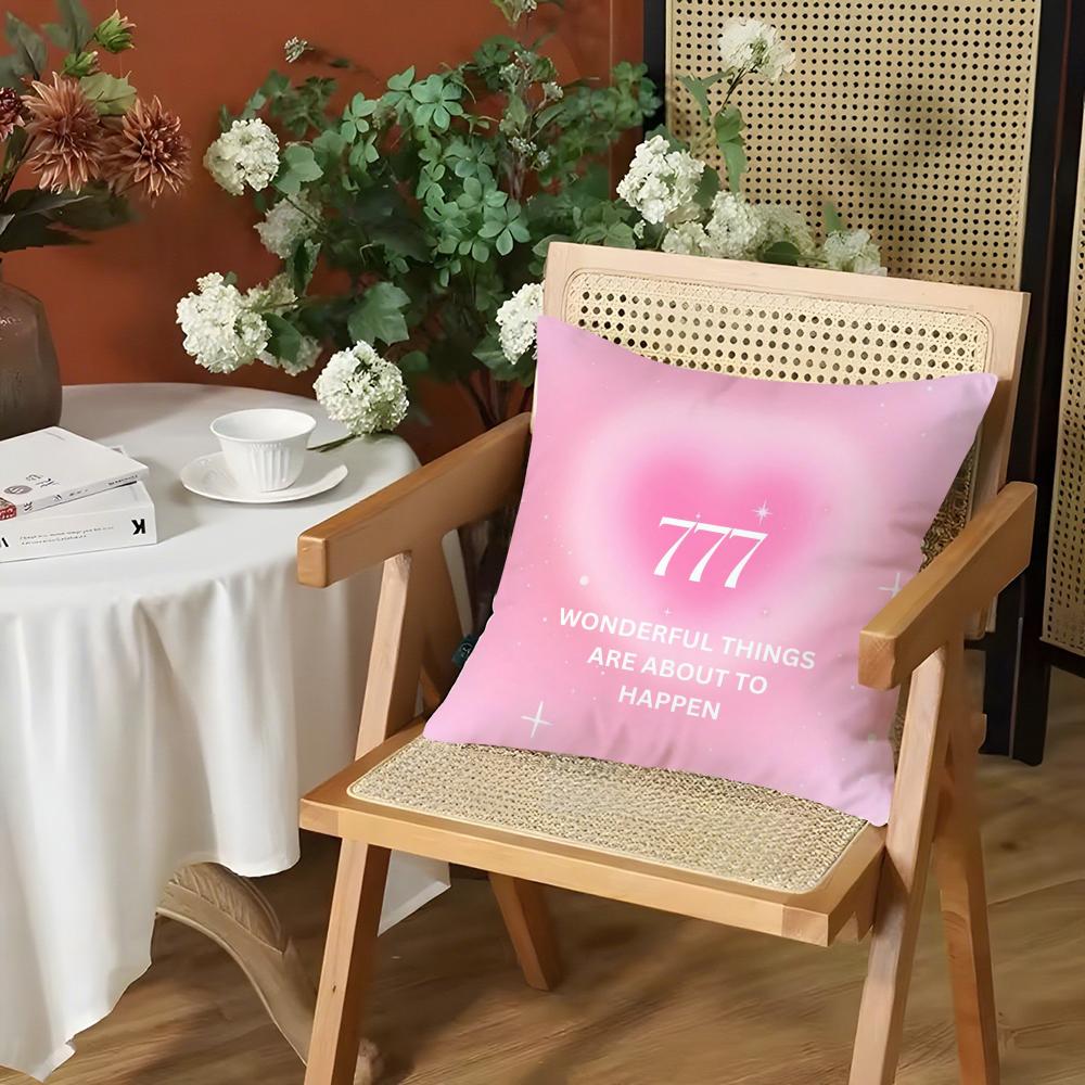 Lucky Angel Numbers Christian Women Cushion Cover Silky Short Plush Invisible Zipper Dustproof Sofa Pillow Case for Home Decor