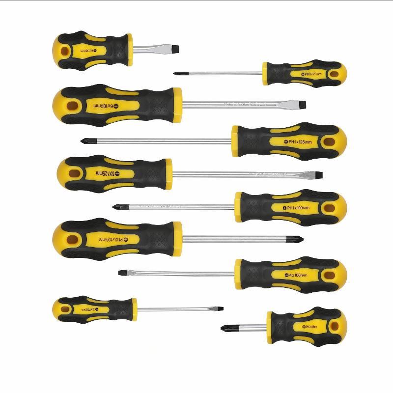 1Set Magnetic Screwdriver Set Magnetic Tips Yellow Manual Repair Tool Kit Handy Bucket Cushion Handle