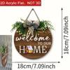 Warm Home 2D Round Welcome Sign 2D Flat Wall Sign New Hanging Wooden Board  Front Door Decor