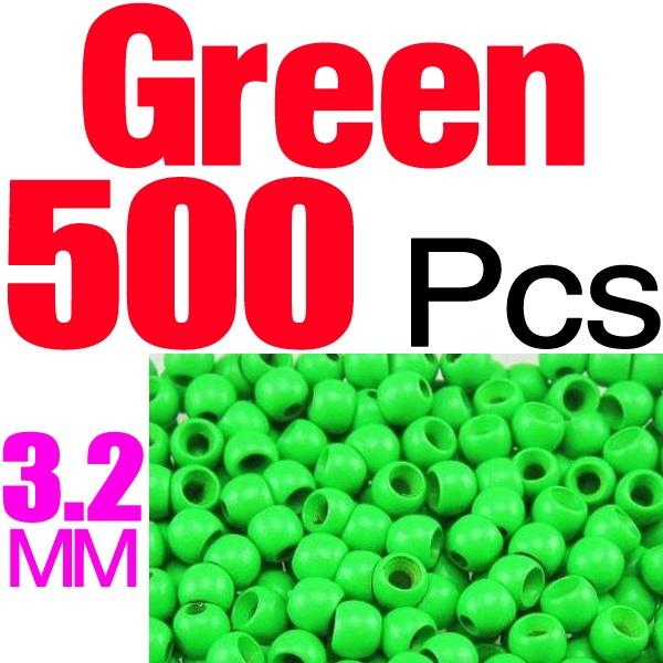 MNFT 500pcs 3.2mm Brass Bead Orange / Bright Green Color Fly Tying Bead Fly Fishing Material Nymph Head Beads