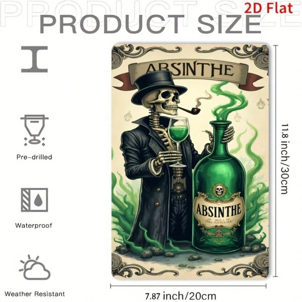 Vintage Absinthe Metal Sign 8x12, Retro Iron Wall Art for Home, Porch, Cafe, Bar, Indoor & Outdoor