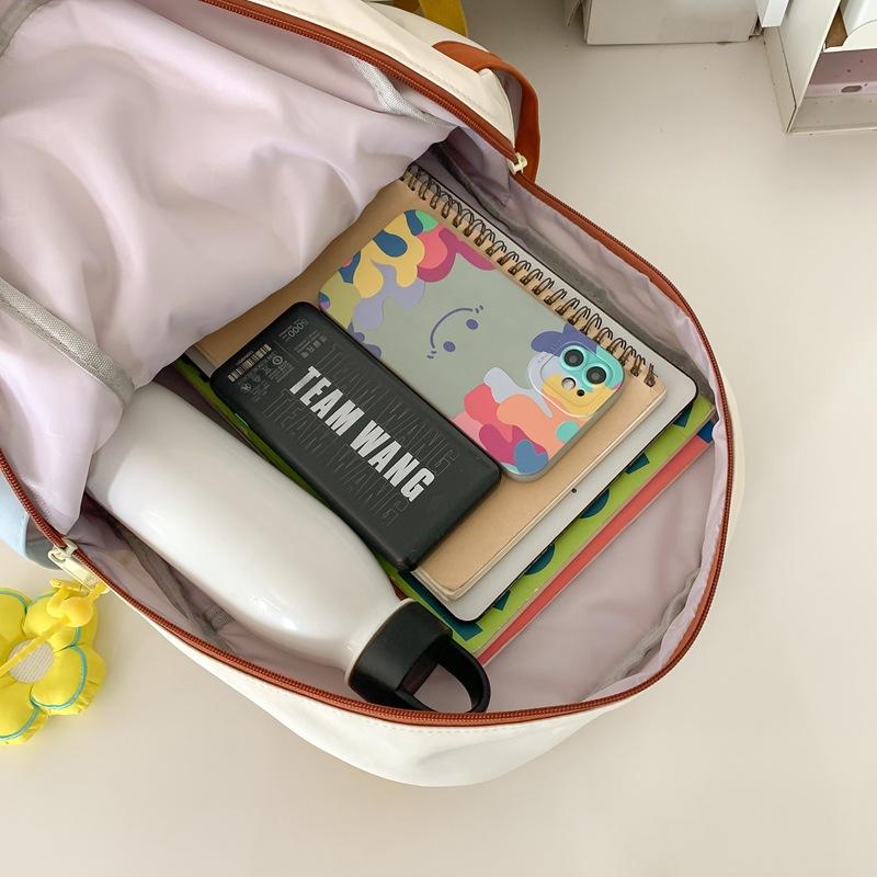 Schoolbag contrasting color cute backpack girls high value schoolbag female ins junior high school students light garden large capacity backpack