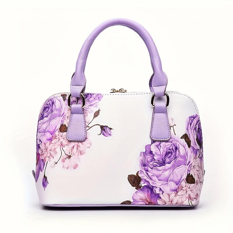 Small Floral Print Top Handle Bag Ladies Elegant Crossbody Boston Bag Women's Fashion Handbag Shoulder Bag Purse