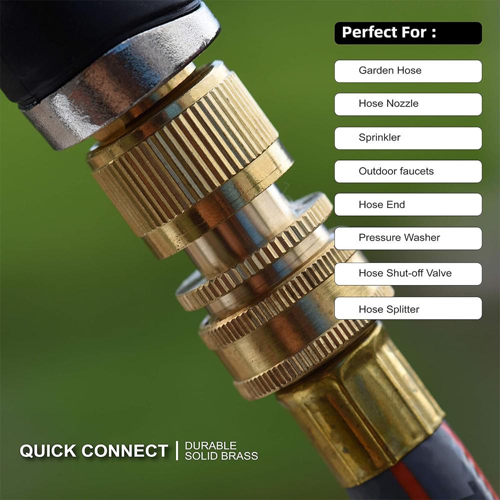 Brass Garden Hose Quick Connector Water Pipe Tap Adaptor Fitting for 1/2"3/4"3/8"1/4" Irrigation Tube Water Stop Repair Joints