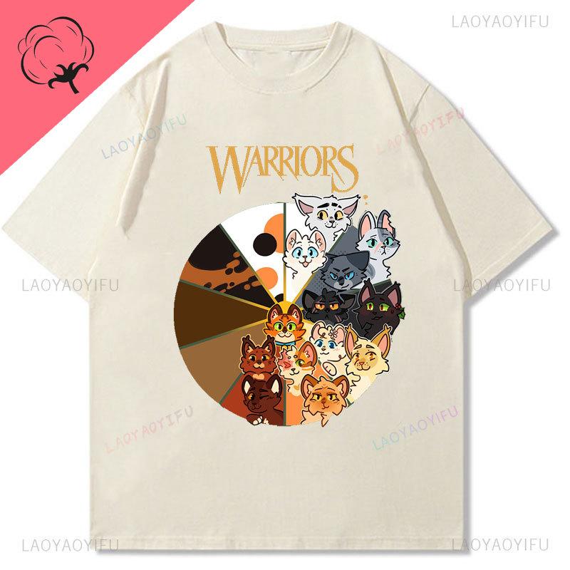 Warriors Cats Camisetas Cat Lover Tee Shoujo Girl Style Trendy Kawaii Cotton Popular Shirt Casual Summer Y2k Clothes Tops