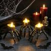 Festive Mood Light Halloween Skeleton Hand Candle Light, Gothic Creepy Skull Hands Fake LED Spooky Home Decor for Table Centerpiece, Entryway, Haunted