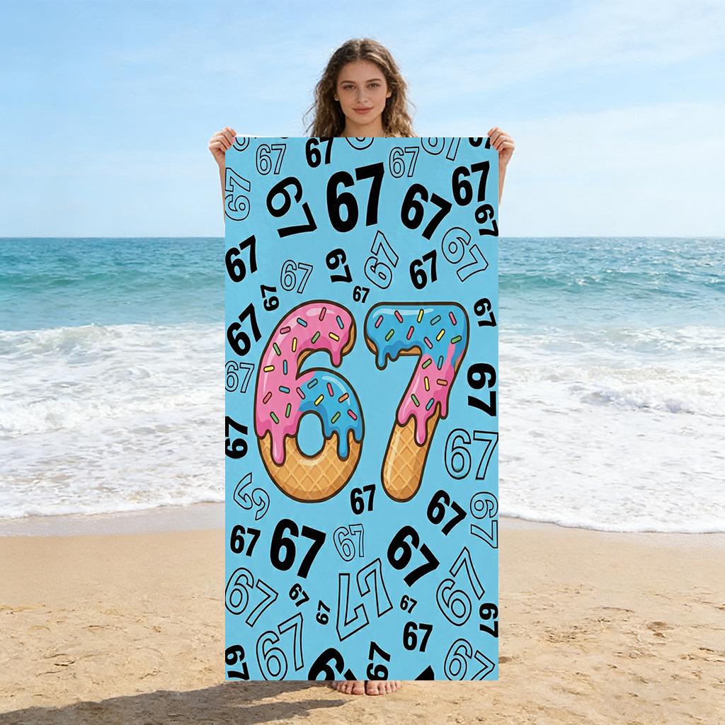 Ka Chen Muda White Six Seven 67 Friendship Beach Towel Quick-Drying Super Absorbent Suitable For Beach Vacation Pool Gym Gift For Friend And Family