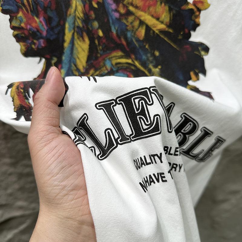 Summer Thin Printed Short-sleeved T-shirt Men's American T-shirt Loose Top