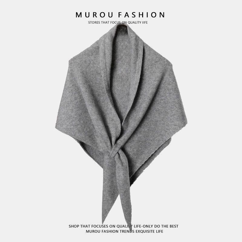 Осенне-зимняя вязаная шаль из смесовой шерсти: Универсальный теплый шарф-манишка и жилет.