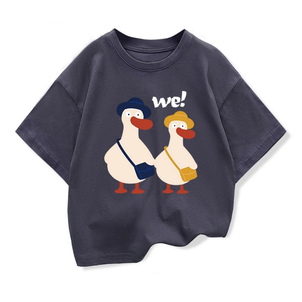 Two Ducks Original Design Summer Children Clothing Kids Short Sleeve t shirts Boys Girls Casual Loose Tee Pure Cotton Tops 110