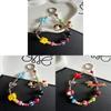 Small Novelty Red Striped Dog Phone Lanyard With Colorful Beads And Flower Design For Kids And Adults