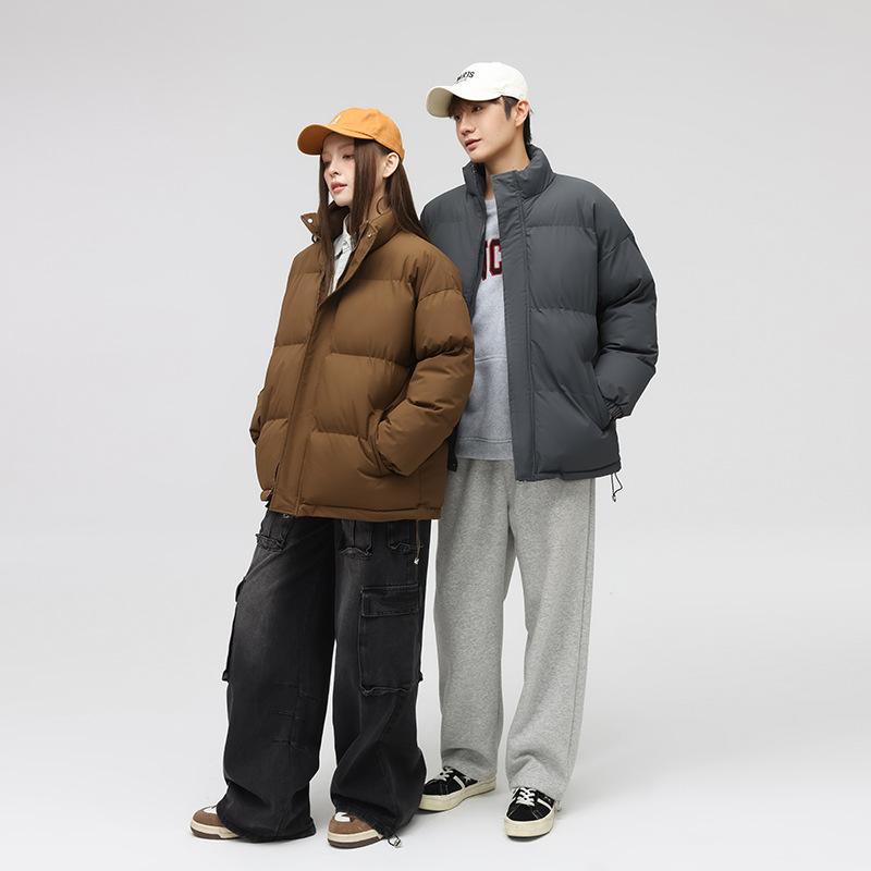 Winter New Couple Cotton Coats for Men and Women, Loose and Warm Stand-up Collar Bread Coats, Cotton Coats for Men