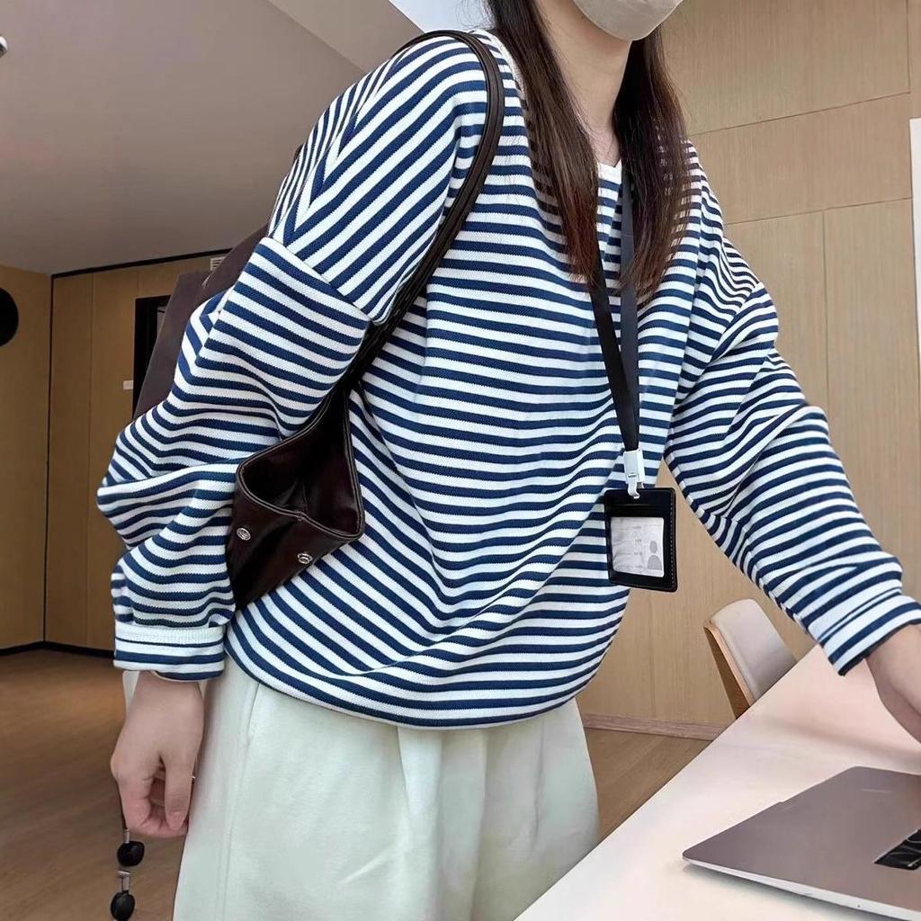 Niszowa bluza w paski z blokami kolorów - Jesień/Zima 2025, Luźny sweter z długim rękawem