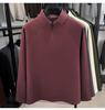 Men's Heavyweight Fleece-Lined Hoodie with Stand Collar, Half-Zip, and Thick Fabric; Solid Color Autumn/Winter Style.