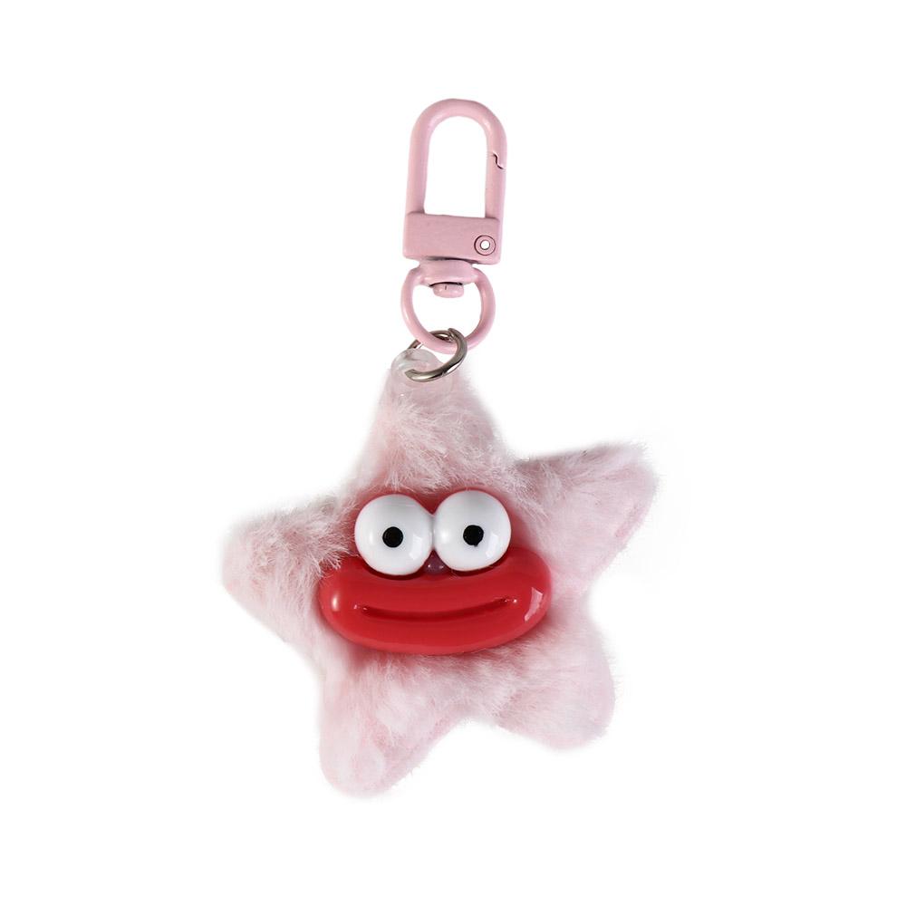 Cute Cartoon Funny Star Keychain Mini Plushies Sausage Mouth Keyring Y2K Colorful Star Plush Pendant Bag Hanging