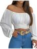 2025 Women's Off-the-Shoulder Lace-Up Long-Sleeve Top - Spring/Summer Trend