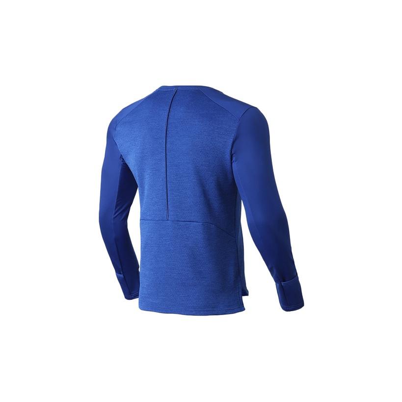 Li Ning Running Series Sports Fleece Crew Neck Long Sleeve T-Shirt Men Tops Blue ATLQ049-5