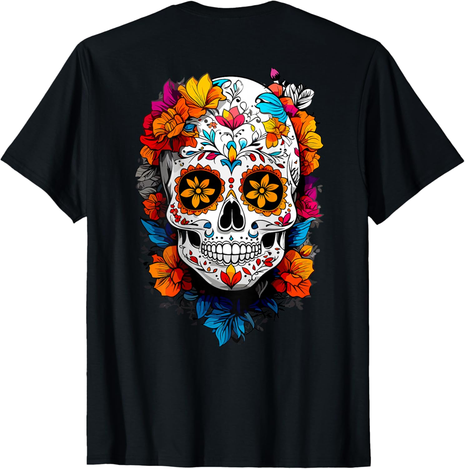 De Los Muertos Day of The Dead Sugar Skull Halloween Women T-Shirt L
