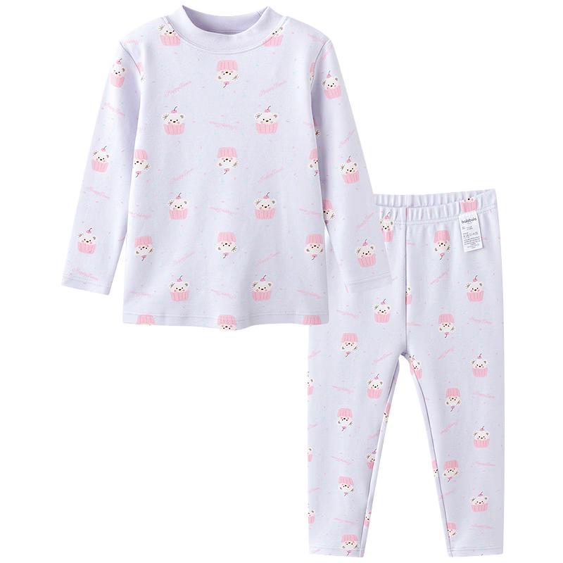 Balabala Girls' Breathable Thermal Underwear Set