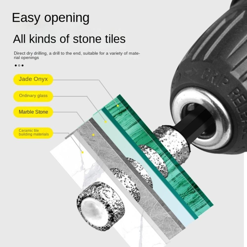 1pc /3pcs Dry-drilling Tile Hole Opener Hexagonal Shank Tile Drill Bit Tiles Brazing Glass Marble