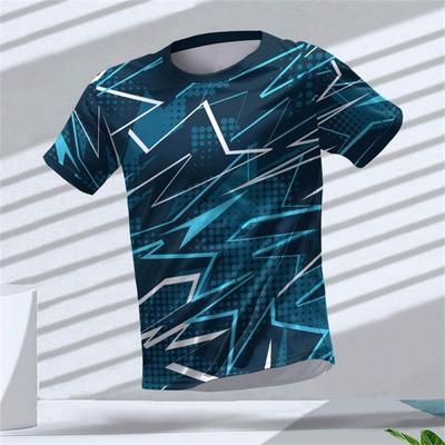 Simple Geometric Pattern Men's Sports T-shirt Summer Fashion 3D Printed Short Sleeved Top Casual and Comfortable Fitness Round Neck Clothing