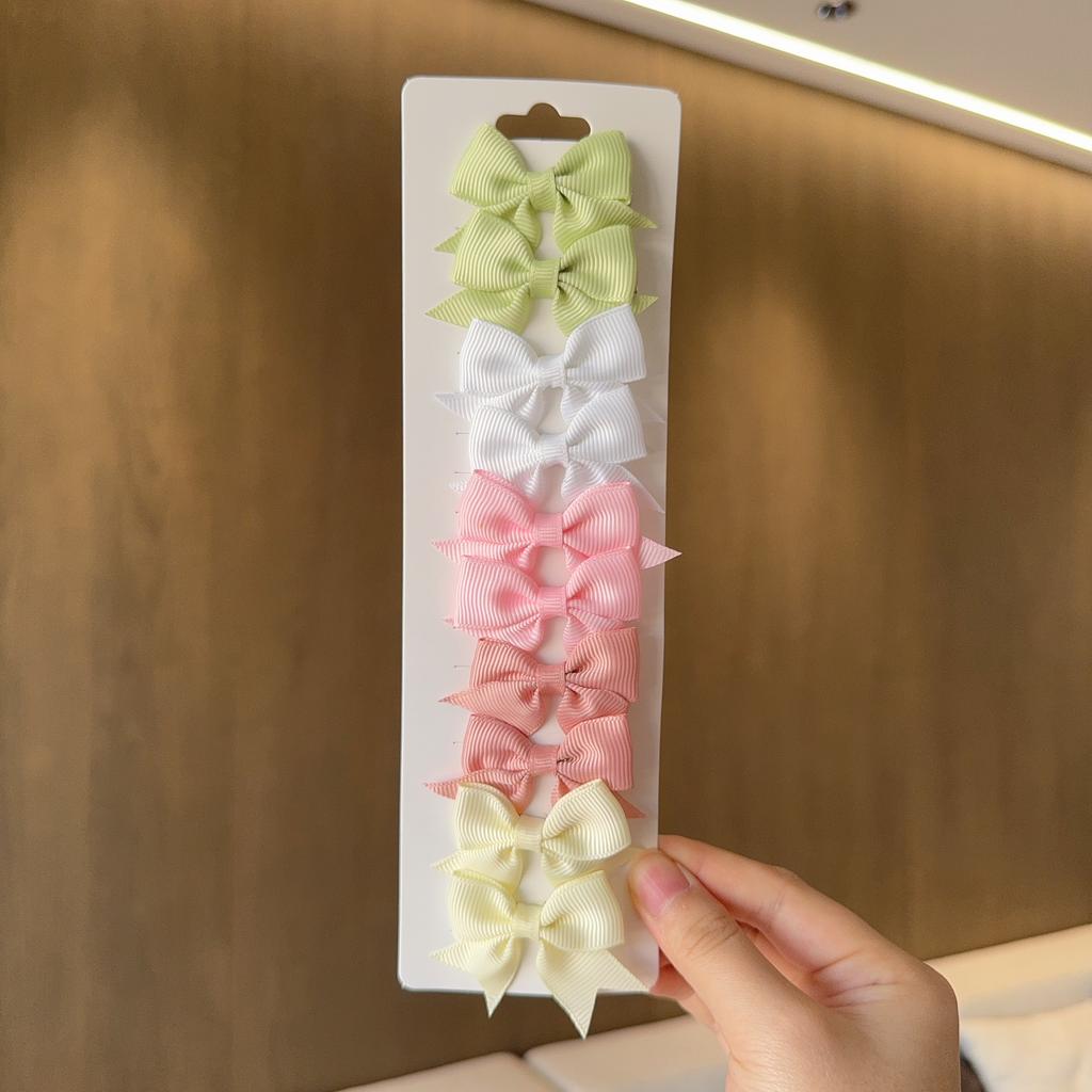 10Pcs/Set New Solid Color Ribbon Kids Bows Hair Clips for Baby Girls Handmade Bowknot Hairpin MiNi Barrettes Hair Accessories