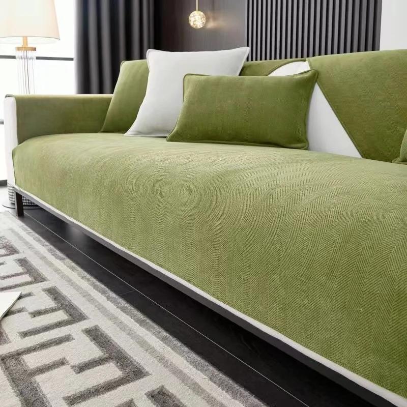 High Grade Solid Color Chenille Sofa Cover Four Season Universal Sofa Towel For Living Room Non-slip Sectional Couch Cover