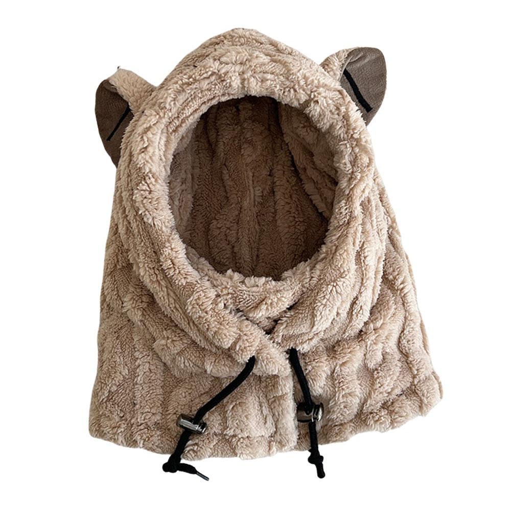 Windproof Winter Warm Hat Plush Mask Hat Scarf Set Casual Ear Protection Hat  Outdoor