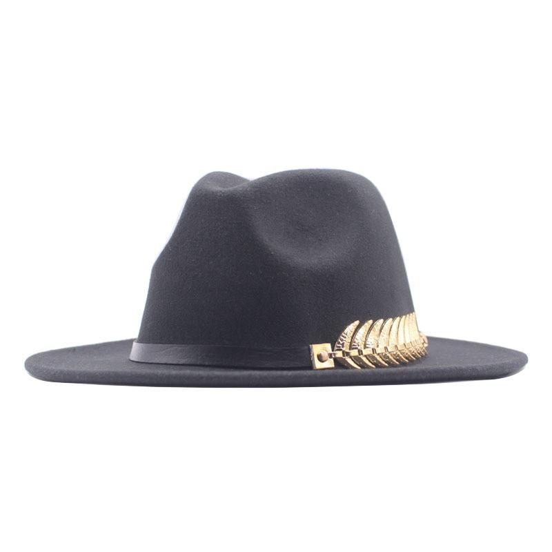 Western Cowboy Hat Jazz Hat Panama Hat Sun Hat Felt Wide Brim Fedora Decorative Rolled Hat