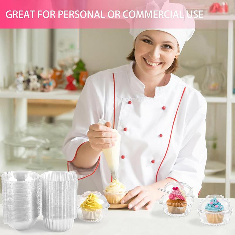 10/50PC With Lids Birthday Clear Dessert Packaging Cupcake Holder Wedding Donut Muffin Cake Container Dessert