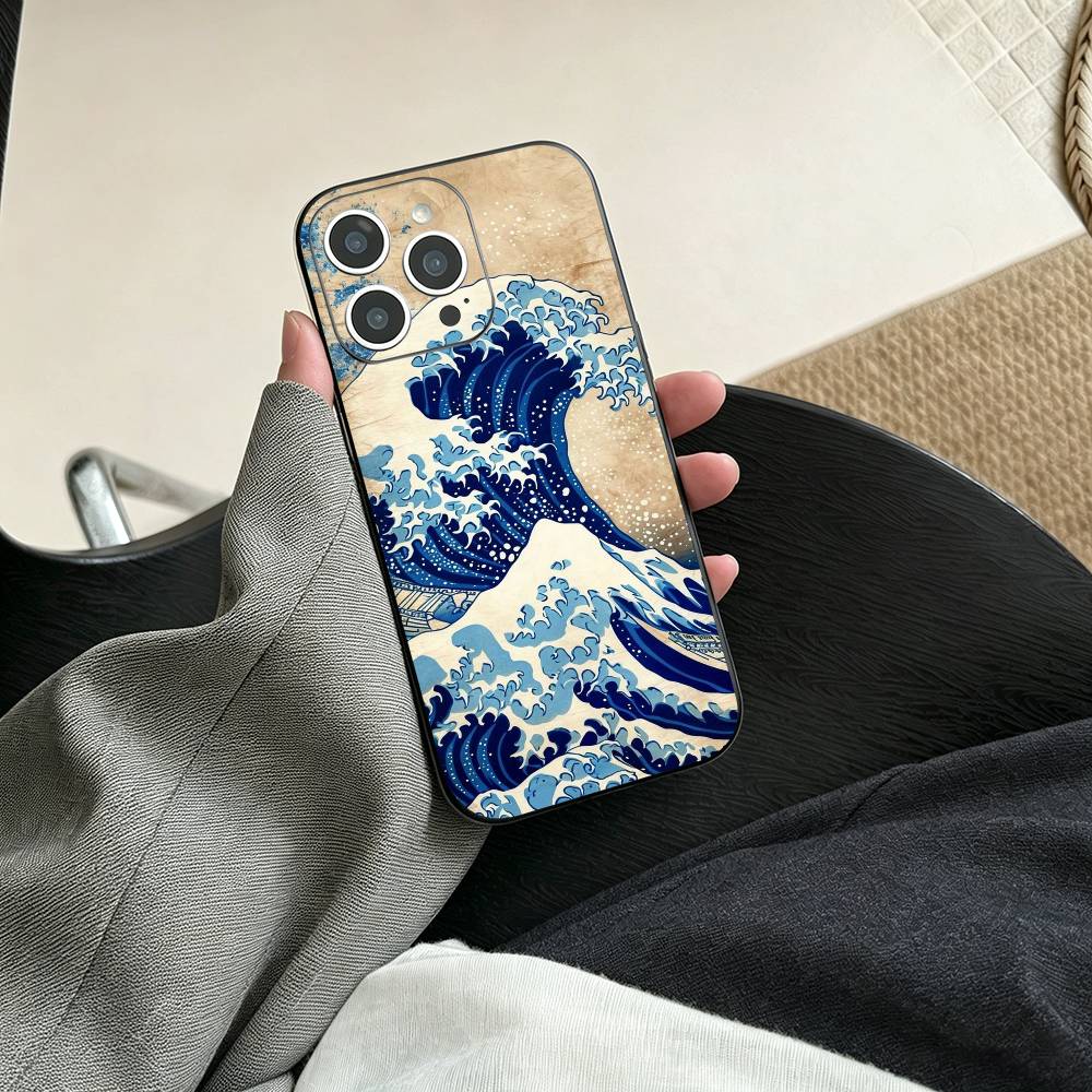 G-Great Wave Off Kanagawa Phone Case For iPhone 17, 16,15,14,13,12,11 Plus,Pro Max, Others Soft Black Cover