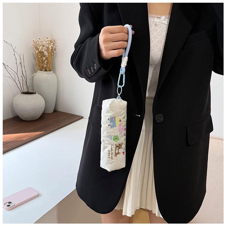 

Ins Embroidery String Makeup Bag New Cute Cartoon Dot Flower Student Stationery Pencil Pouch Large Capacity Makeup Storage Bag