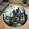 1pc Haunted House Spooky Night Round Chair Mat Area Rug - Non-Slip, Floor Mat for Office, Bedroom, and Indoor Decor -1002043